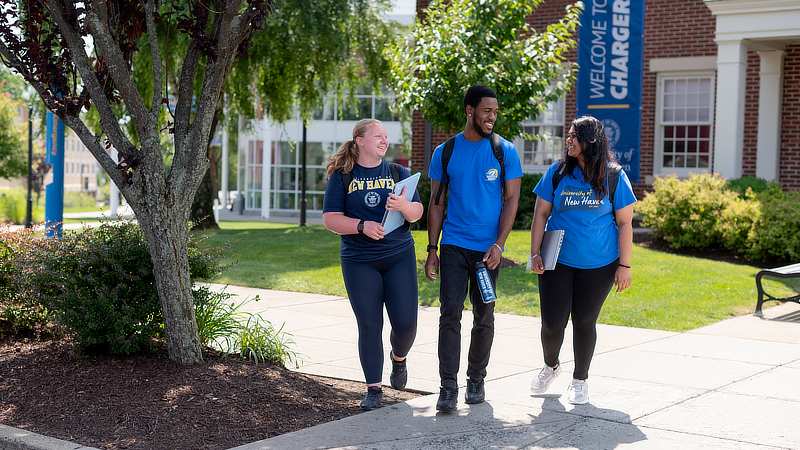 Students walking on campus