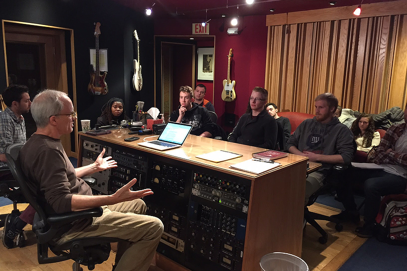 Class in recording studio