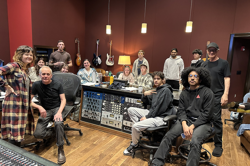 Class in recording studio