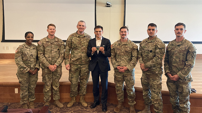 Dr. Woodworth (center) met units of the 4th SFAB at Fort Carson, Colorado