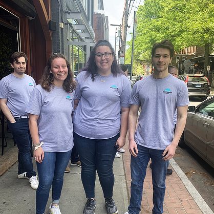 Left to right: Charlotte Bassett ’25, Giselle Rau ’24, and Alex Oppliger ’23 are accounting majors at the University.