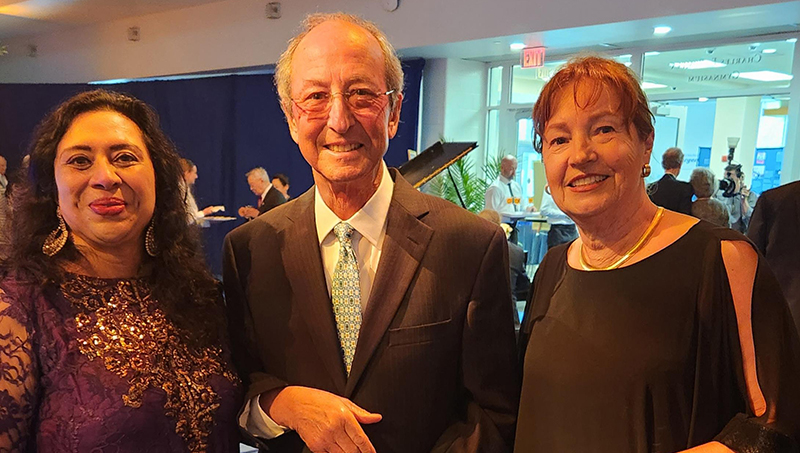 Ranjana Maitra '91 MBA (left) and former University President Steven Kaplan, Ph.D., and Anemone Kaplan. 