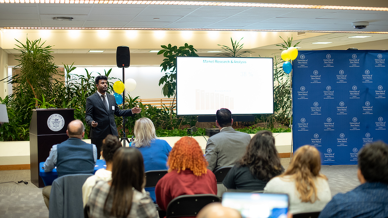 Students pitch their ideas to a panel of judges