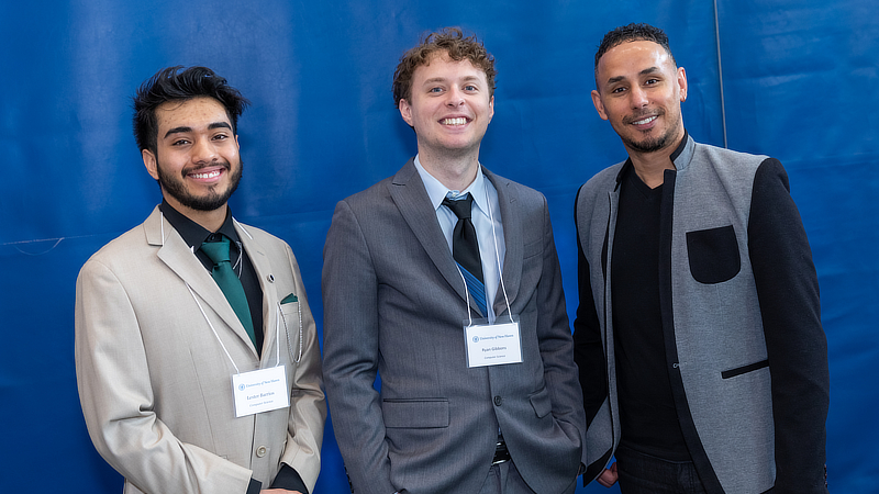 Ryan Gibbons ’23 with Dr. Mekni (right) and Lester Barrios ’23