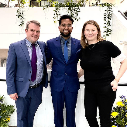 Prateek Mansingh ’23 MHA, Dr. Karl Minges and Brittany Lenig