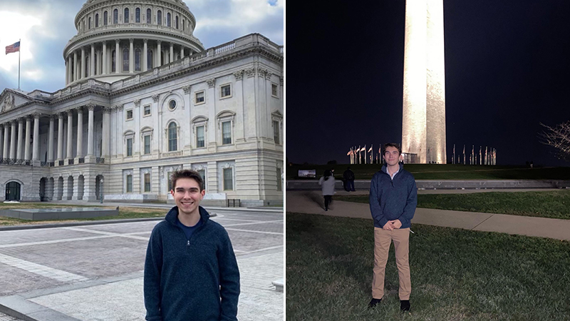 Andrew Colford ’22 outside the White House.