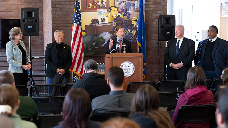 U.S. Senator Richard Blumenthal speaks at the University.