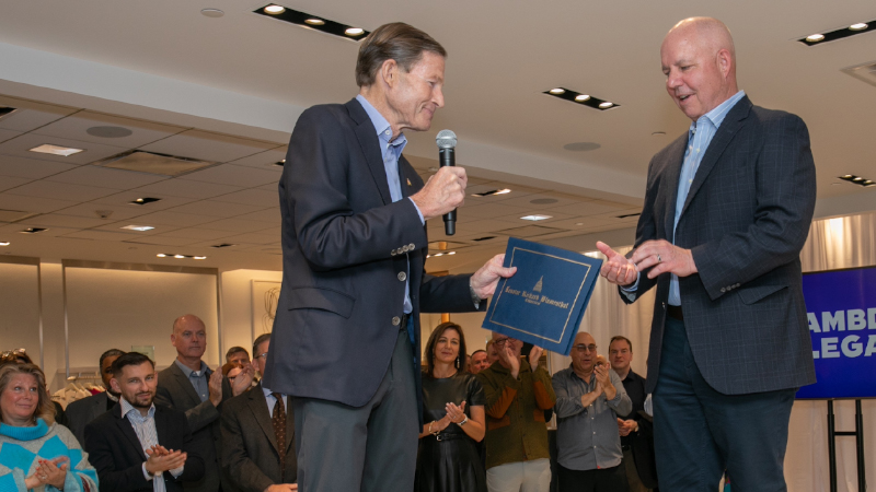 Professor Lawlor (right) with U.S. Senator Richard Blumenthal