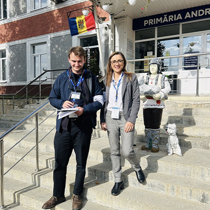 Olena Lennon and OSCE colleague from Germany at a polling station in Cahul, Moldova 