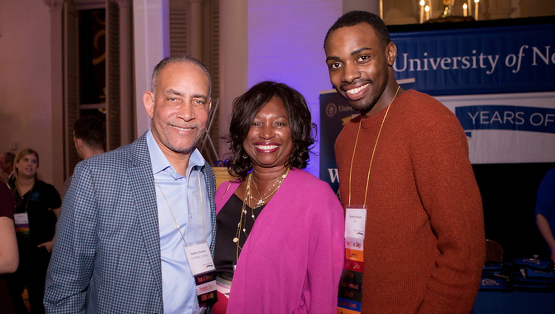 Shelley Stewart ’90 EMBA, ’16 Hon. (left) at the University’s Centennial celebration in Florida.