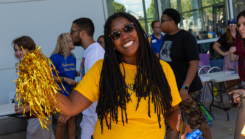 Faculty members such as Dr. Danielle Cooper welcomed new students. 