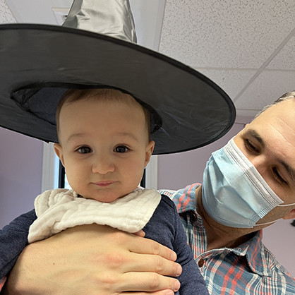 Jeff Hunt and his son Artie celebrate Halloween.