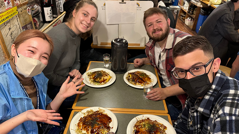 Students enjoy Japanese cuisine.