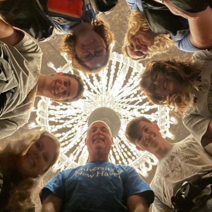 Dr. Schroeder (bottom) and students in the Wieliczka Salt Mine.