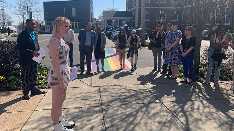 Mary Lippa ’23 speaks to her fellow Chargers during the event.