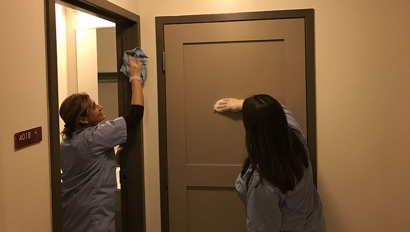 Facilities Staff members in westtside hall.