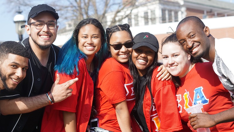 Amber Marrero with friends on campus.