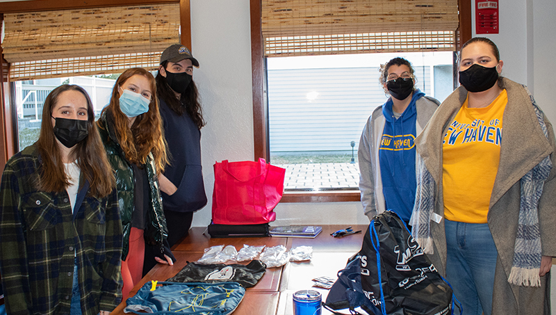 University of New Haven students assembled care bags to donate to individuals facing homelessness.