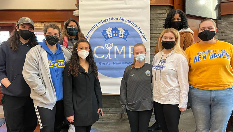 Group image of Gabriela Garcia-Perez ’24 (front, left) and her fellow Chargers at the event in New Haven.