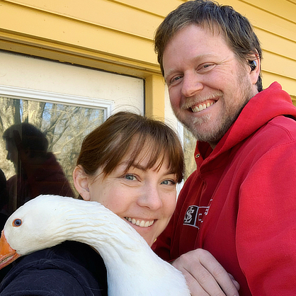 Lauren Slingluff, Rick, and goose Bo.