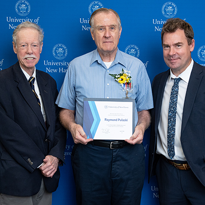 Philip H. Bartels ’11 Hon., Ray Pulaski, and President Jens Frederiksen, Ph.D. (left to right.)