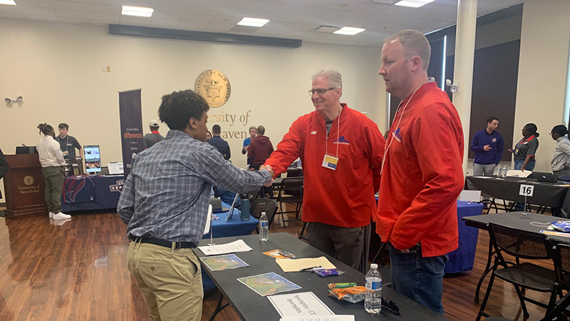 Students connected with representatives from Sportsplex.