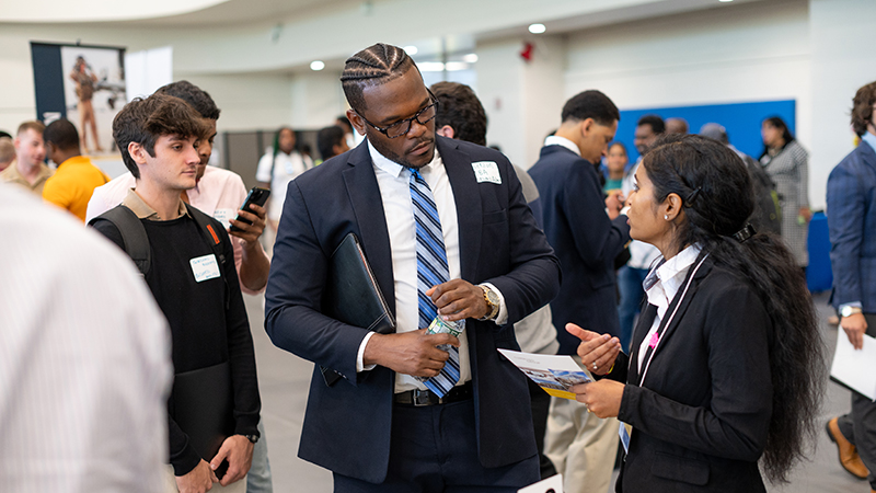 Students from a variety of majors and each academic college and school interacted with employers