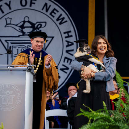 Leslie Mosier holds internet sensation, Doug the Pug