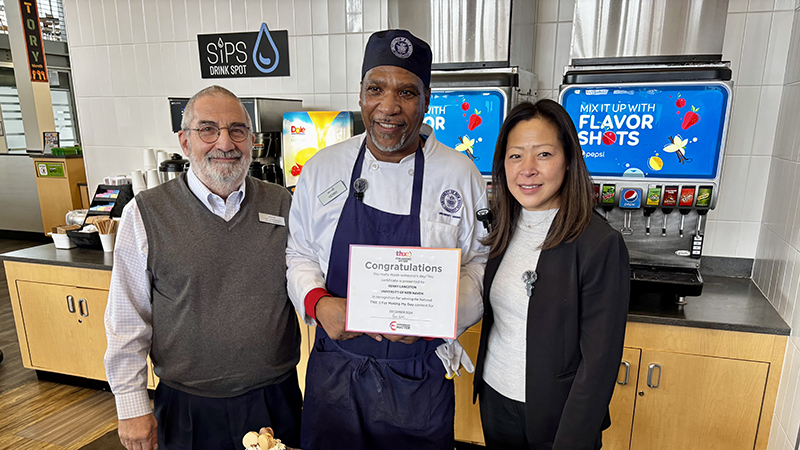 Juan Dominguez, general manager; chef Kenny Langston; and Jennifer Herndon, district manager (left to right)