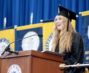 Parker Johnson ’19 speaking during Winter Commencement