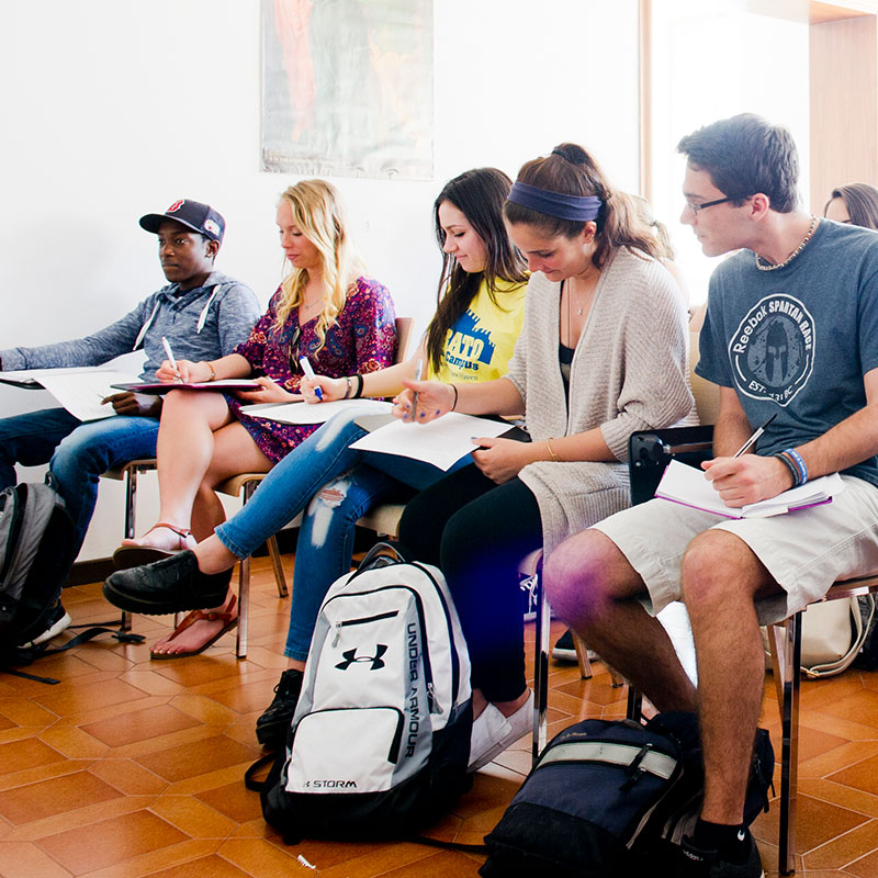 students in a classroom in Tuscany